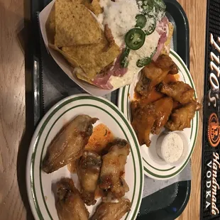 BBQ Chicken Nachos and Wings