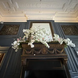 Floral on the mantle.