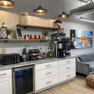 Coffee bar in our Member Services Suite (900sqft flex/event space)
