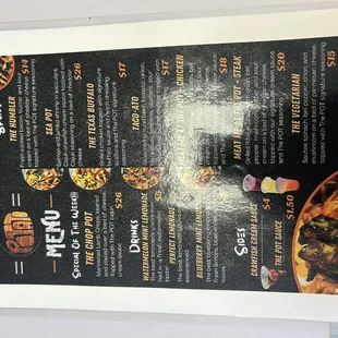 chicken wings and fried chicken, menu