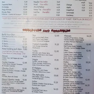Breakfast menu