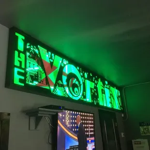 Sign over the back wall of the main bar area