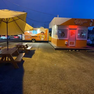 The Pot luck food truck and eating area