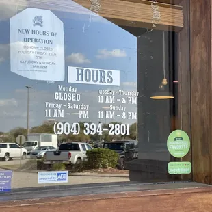 02/23/2022:  Hours of operation.