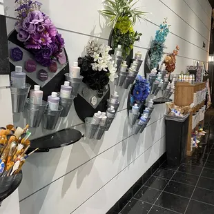 So many paints to choose from on the wall.