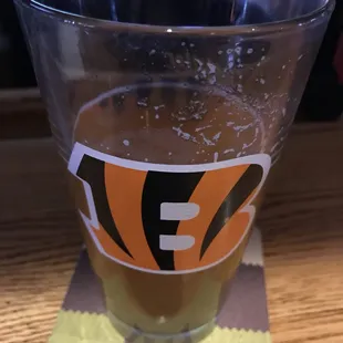 a close up of a glass of beer