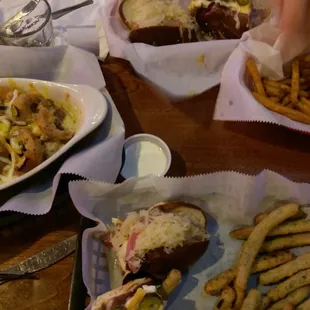Jalapeno Popper Dog with breaded green beans and Spicy German Dog with fries, Rocket Rings. Amazing!