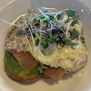 Avocado toast with salmon