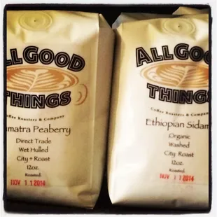 two packages of coffee