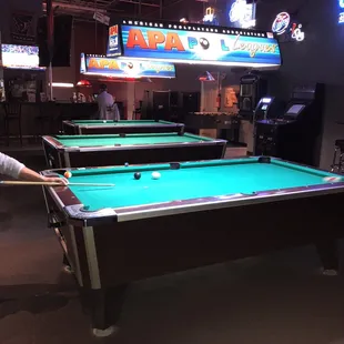 There&apos;s a total of 6 pool tables.