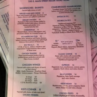 menu