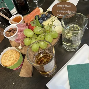 Charcuterie board, with wine flight.