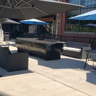 Our outdoor area and patio with boiler at the Powerhouse Food Hall. A former 1929 electric plant.