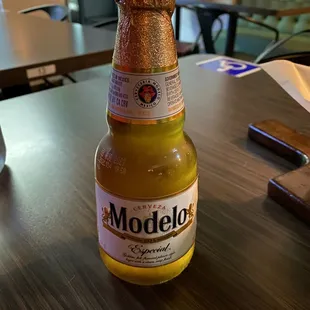 a bottle of modelo beer