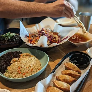 Mandu, shrimp fried rice, sweet &amp; sour pork, black bean janjangmyon