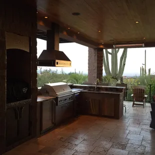 The outdoor kitchen.