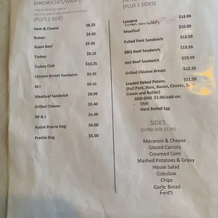 menu