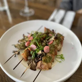 Chicken &amp; mushroom skewers