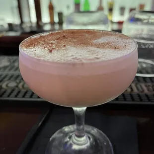 a pink cocktail
