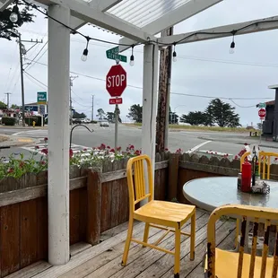 Outdoor seating with a view.