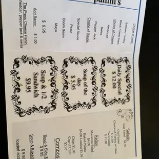 a ticket for a panini's restaurant