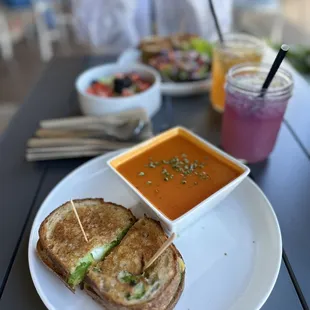 Avocado Triple Cheese Panini and Tomato Soup