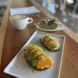 Avo + Citrus Toastini, Banana Bread &amp; Graham Cracker Latte w/ oat milk