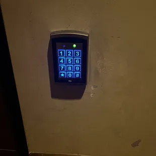 a keypad on the wall