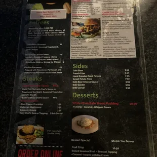 Main regular menu