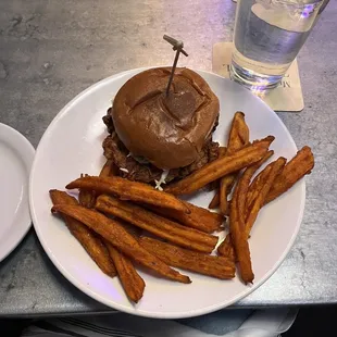 Chicken sandwich with sweet potato fries