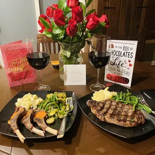Lamb chops and Ribeye