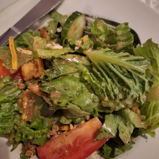 Tasty garden salad with a kicking balsamic dressing