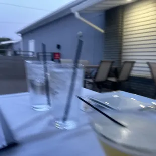 Waters and a mango martini (tasty)