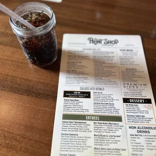 Menu and Diet Coke