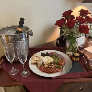 Romance package waiting in the room.