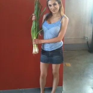 Largest green onions I&apos;ve ever seen! Only a few feet shorter than me...crazy