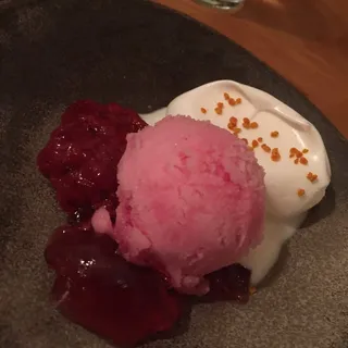 Rhubarb Sorbet & Coconut-Ginger Gele Poppyseed Angel Cake