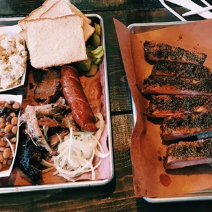 BBQ goods. Combo platter + ribs