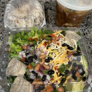 Western Avocado Salad w side grilled chicken and Cool Beans Chicken chili