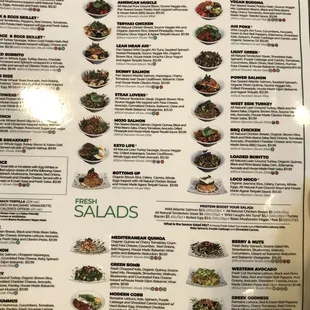 Salad and Bowl menu