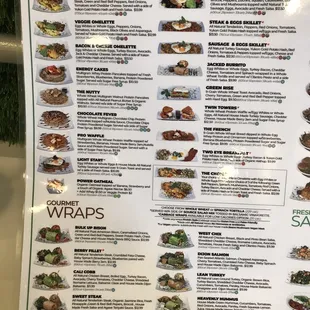 Breakfast and Wrap menu