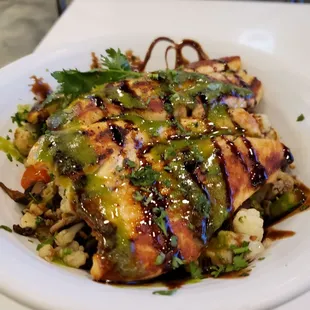 Skinny salmon, added sautéed mushrooms