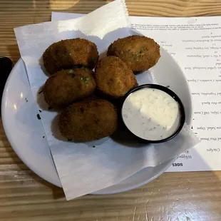 Chicken, Mushroom, Herb and Cheese Croquettes Plate