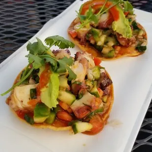 Grilled octopus tostada