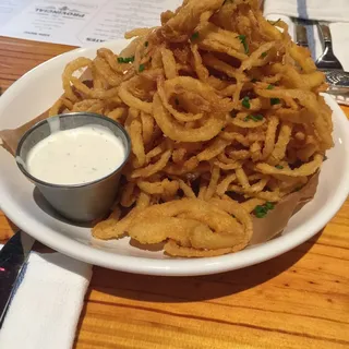 Corn Flour Dusted Shoestring Onion Rings Plate