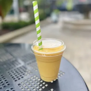 Small peach/mango smoothie.
