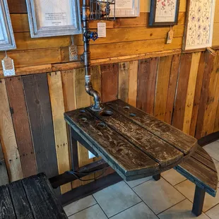 I like the custom tables here, reflecting the "proving grounds" theme.