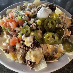 Nachos. Very tasty and a huge portion size. Enough for 2-3 to share as an appetizer.