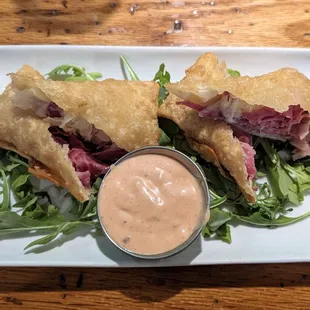 Reuben egg rolls.  Really good.