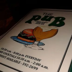 a menu for a burger and a banana